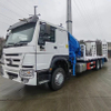 HOWO 6X4 8T Folded Crane Flatbed Truck with hydraulic ladder