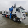 HOWO 6X4 8T Folded Crane Flatbed Truck with hydraulic ladder